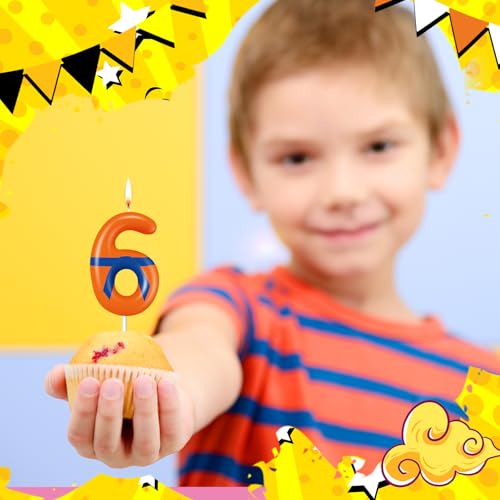 MTLEE Dragon Anime Birthday Candle Cake Topper - Orange & Blue