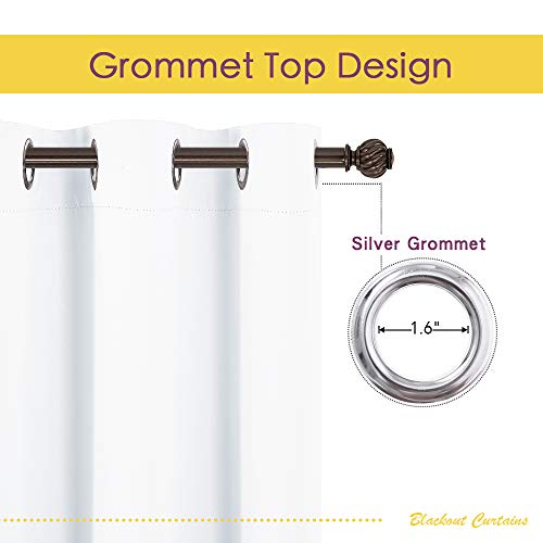 NICETOWN 50% Light Blocking White Curtain Panels - 60x84 Grommet Drapes (Set of 2)