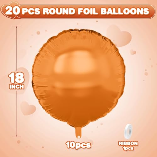 Adorely Orange Round Foil Balloons 18 Inch 20Pcs Helium Party Decor