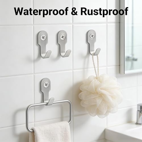 20 Pcs Stainless Steel J Hooks - Wall Mounted Hanging Hardware for Silver