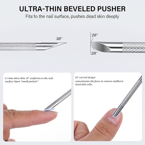 Eldraqth Loop Metal Cuticle Pusher and Prep Tool with Sandpaper Sheets