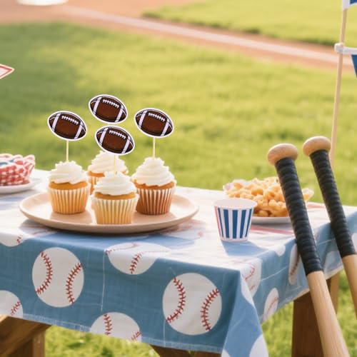 40pcs Rugby Ball Cupcake Toppers - Sports Themed Cake Decorations