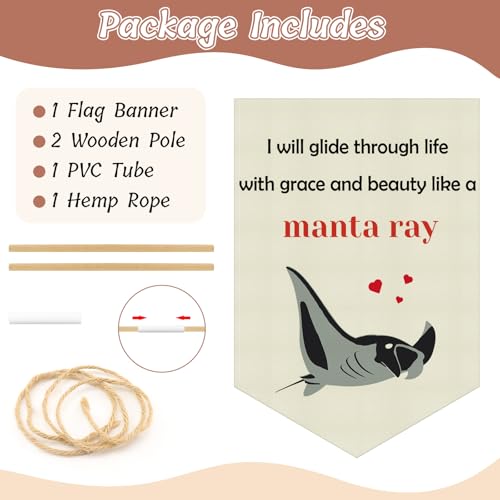 Ocean Animal Wall Banner Linen Hanging Flag for Kids Room and Playroom Decor
