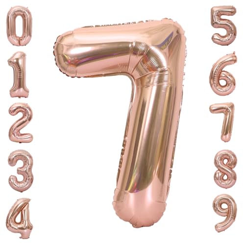 40 Inch Rose Gold Number 7 Balloon - Helium Foil Party Decoration