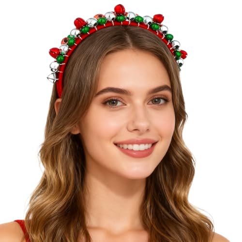 Christmas Jingle Bell Headband Festive Holiday Hair Hoop for Women and Girls