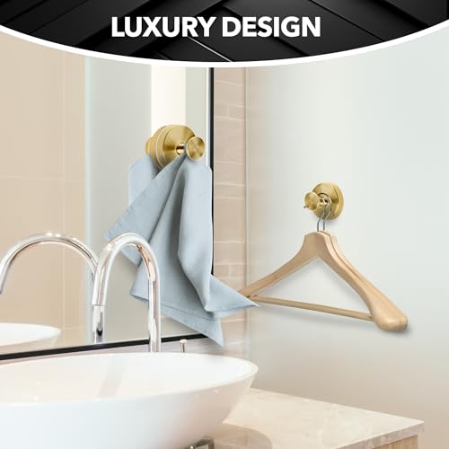 Besti Champagne Bronze Suction Cup Hooks - Strong Hold for Bathroom & Kitchen