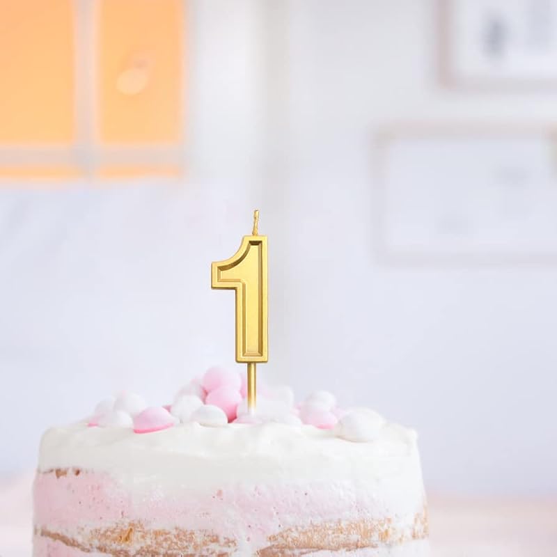 Gold Glitter Number 4 Birthday Candle Topper for Cake Decoration