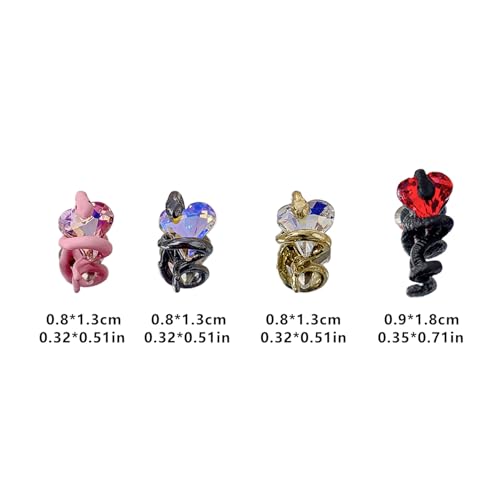 LUNARWHIRL 20Pcs 3D Alloy Snake Nail Art Charms Multicolor