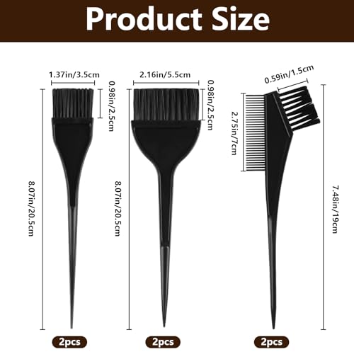 6-Piece Hair Dye Brush and Comb Applicator Kit for Salon and Home Coloring