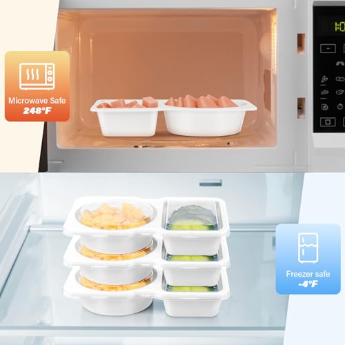 ClyraStor Double Compartment Snack Containers with Lids - 20PCS