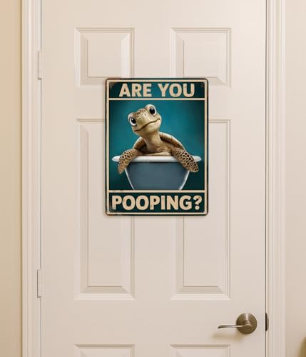 Funny Sea Turtle Bathroom Wall Sign - Are You Pooping Ocean Decor