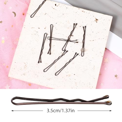 150 Count Mini Bobby Pins 1.38 Inch Small Hairpins with Storage Box Brown