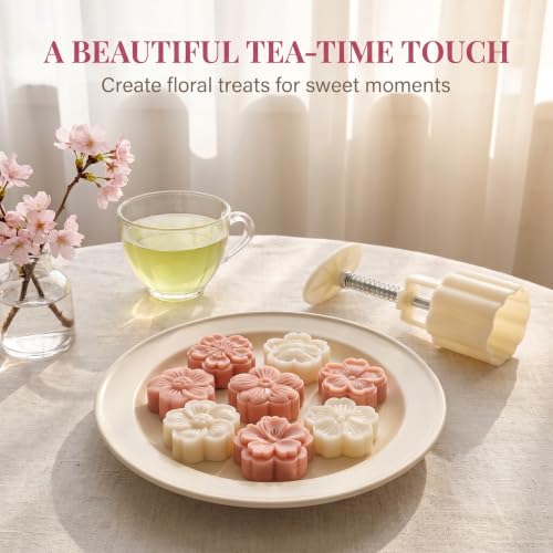 Cherry Blossom Mooncake Mold - 6 Petal Hand Press Baking Tool, 30g