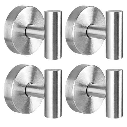 Silver Heavy Duty Suction Cup Hooks 4 Pack - No-Drill Bathroom Towel Holders