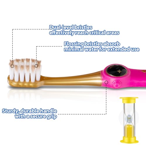 PRASBURR Kids Soft Bristle Toothbrush 4-Pack with Caps Space Theme