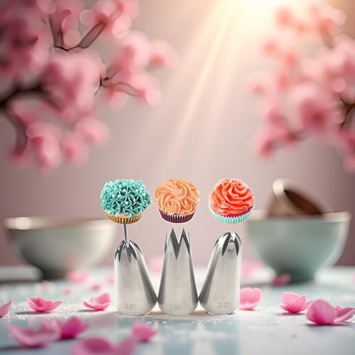 3PCS Stainless Steel Russian Pastry Tips for Cake Decorating