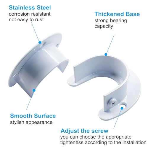 White Stainless Steel Closet Rod Bracket Support for 1-1/2 Inch Rods