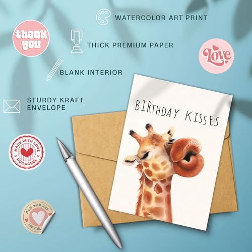 Funny Giraffe Birthday Card | Cute Animal Humor Greeting Card