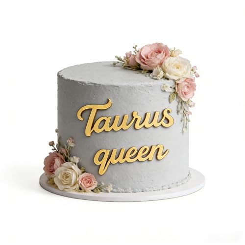 Taurus Queen Cake Topper - Gold Acrylic Zodiac Decoration