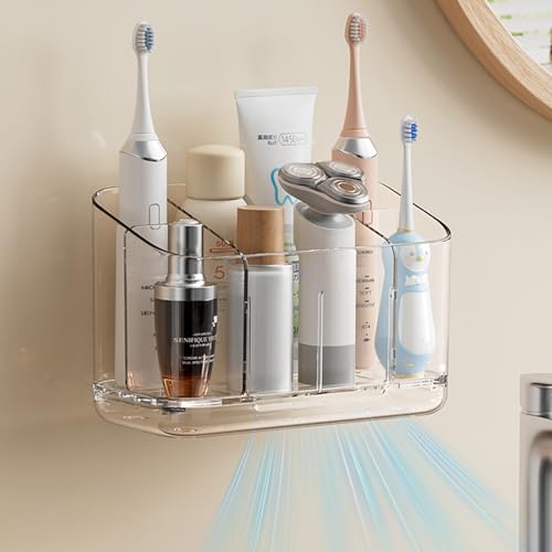Zayin Wall Mounted Toothbrush Holder with Drainage & Adhesive Mount