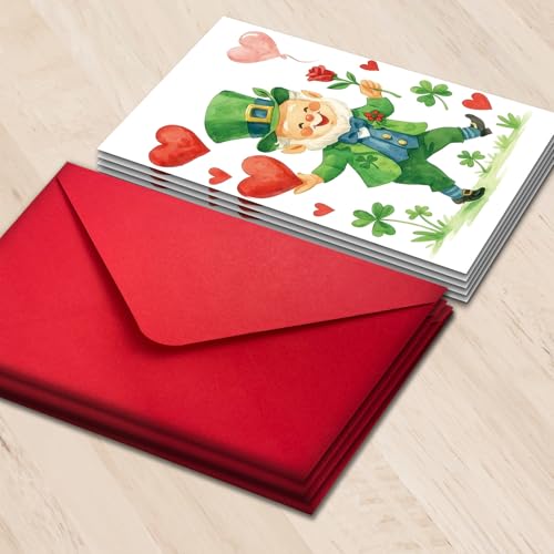 St. Patrick's Day Greeting Cards Assorted Retro Green Blank Notes with Envelopes