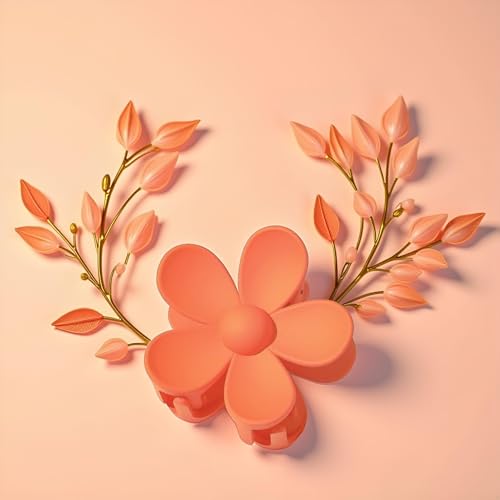 Seadiquiet Large Tangerine Flower Hair Claw Clip for Thick Hair