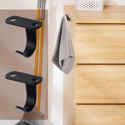 Antrader Black Ceiling Hooks - 12-Pack Stainless Steel Under-Shelf Hangers