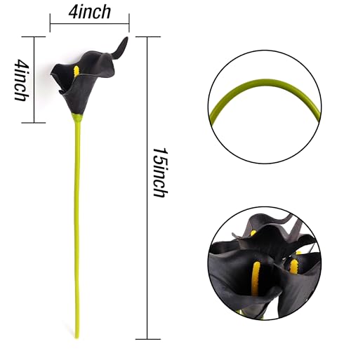 YOOHUA 13PCS Black Artificial Calla Lily Flowers for Decor