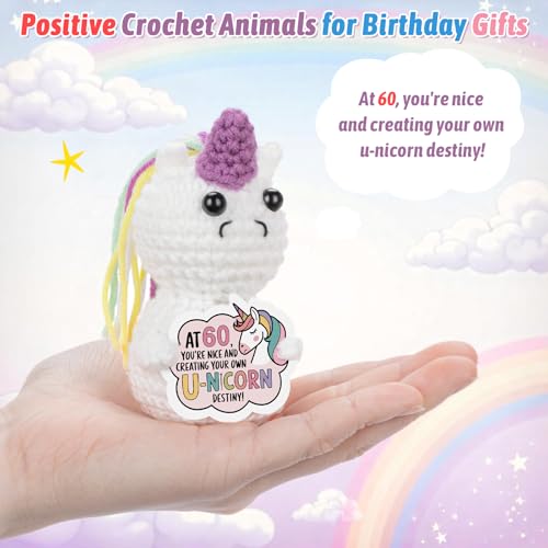 Handmade Positive Unicorn Crochet Doll - 40th, 50th, 60th Birthday Gift