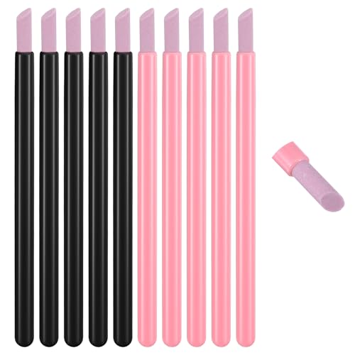Exircy 10Pcs Pumice Stone Cuticle Pusher Pen, Ergonomic Nail Care Tool
