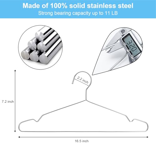 Seropy Heavy Duty Stainless Steel Hangers, 10 Pack, Non-Slip Grooves