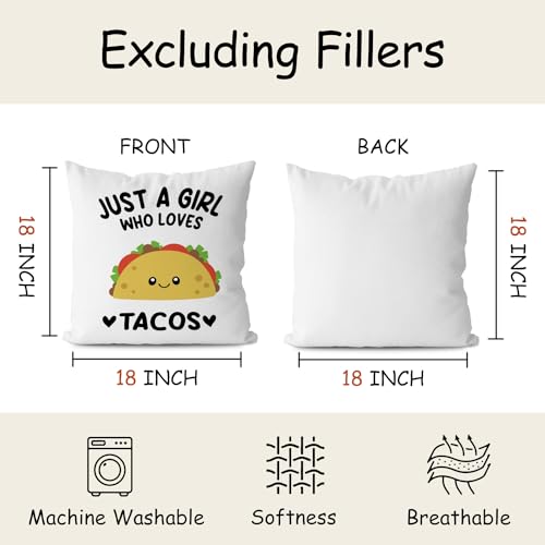 Funny Taco Pillow Cover 18x18 | Flannel Cushion Case for Home