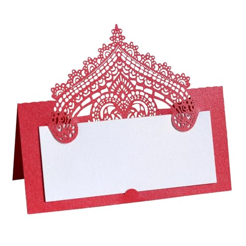 50 PCS Red Laser Cut Wedding Place Cards Tented Name Seating Cards