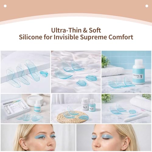 Silicone Lash Lift Shields - 2 Pairs Ultra-Thin Glueless Eyelash Perming Pads (Blue)