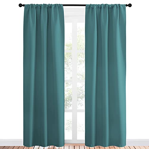 NICETOWN Sea Teal Blackout Curtains - Thermal Insulated Drapes, 34x84 in (Set of 2)