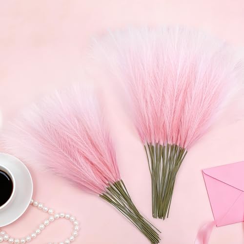 Pink Pampas Grass Decor - 50Pcs 21.6" Faux Pompas for Boho Home