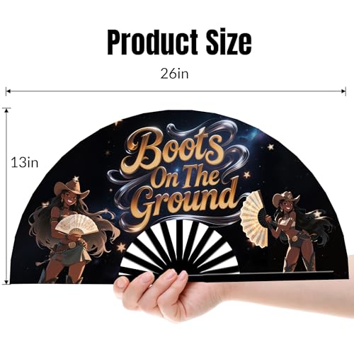 Large Bamboo Clack Fan for Dance - 13-Inch Folding Hand Fan (Style5)