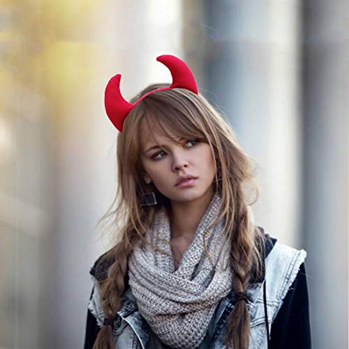 CBLUO Halloween Devil Horns Headband and Hair Clips Set for Cosplay