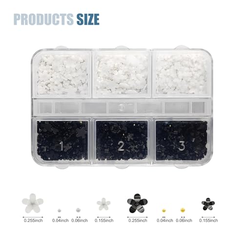 3D Acrylic Flower Nail Charms with Rhinestones - 600+ Pcs Mixed Colors