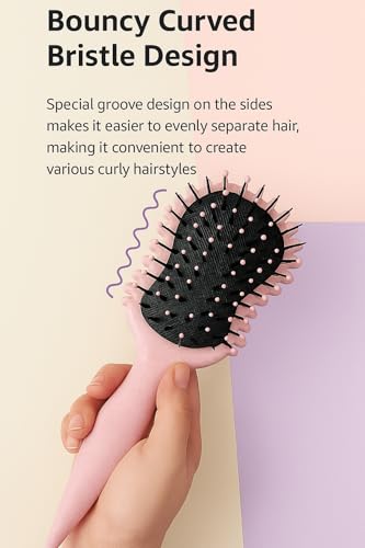 SEERSHINE Curl Defining Hair Brush - Guitar Shaped Pink Detangling Brush
