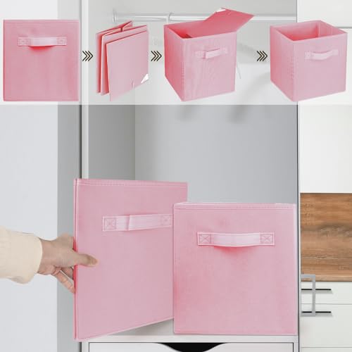 Zuihug 10.5-Inch Collapsible Fabric Storage Cubes - Pink, Set of 2