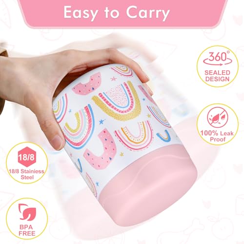 Wiwens 12oz Kids Insulated Soup Thermo - White-Rainbow Leakproof Food Jar for Hot & Cold Meals