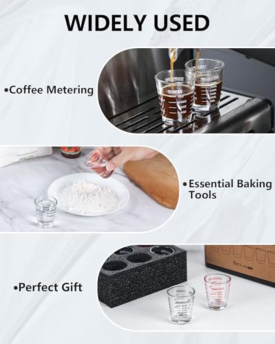 JUXINGDAZYF 2 Pack Red Measuring Shot Glasses for Espresso & Liquids