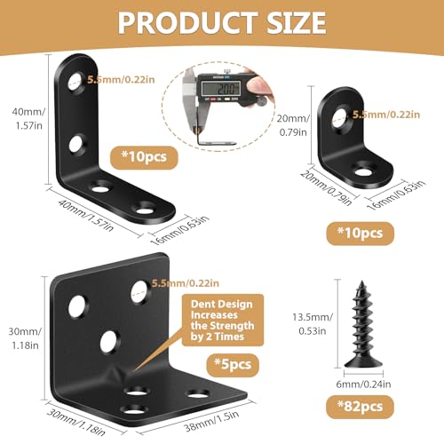 MAPVOLUT Heavy Duty L Brackets Set - 25Pcs Metal Corner Braces