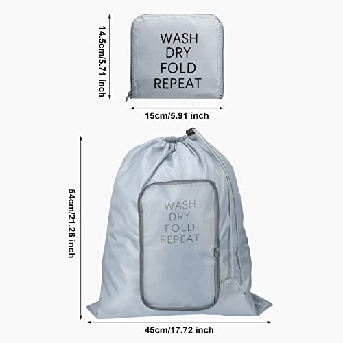 Boao Travel Laundry Bag Set - 2 Pcs with Zipper Drawstring (Classic, Pink/Gray)