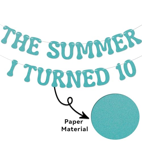 The Summer I Turned 10 Birthday Banner - Blue Glitter Decor