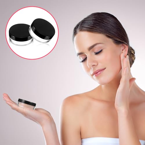 2PCS Travel Loose Powder Container 10ml Refillable Makeup Jar with Sifter