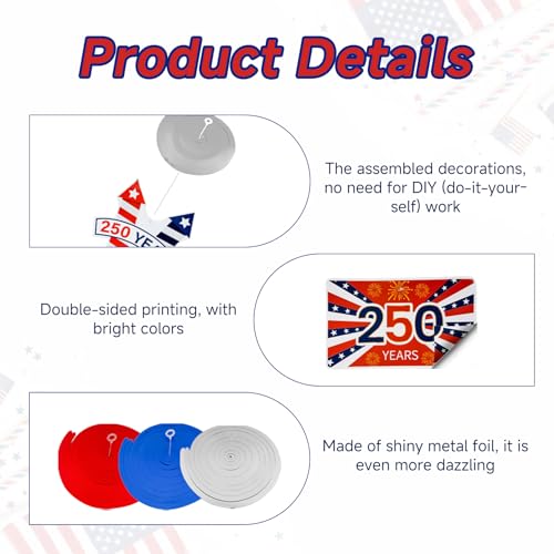 250th Anniversary USA Hanging Decorations - Patriotic Swirls