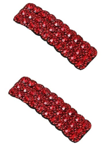 Red Rhinestone Hair Clips 2-Piece Rectangular Luxury Hair Barrettes
