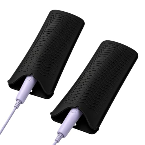 Silicone Heat Resistant Mat & Pouch for Curling Iron and Straightener - Black